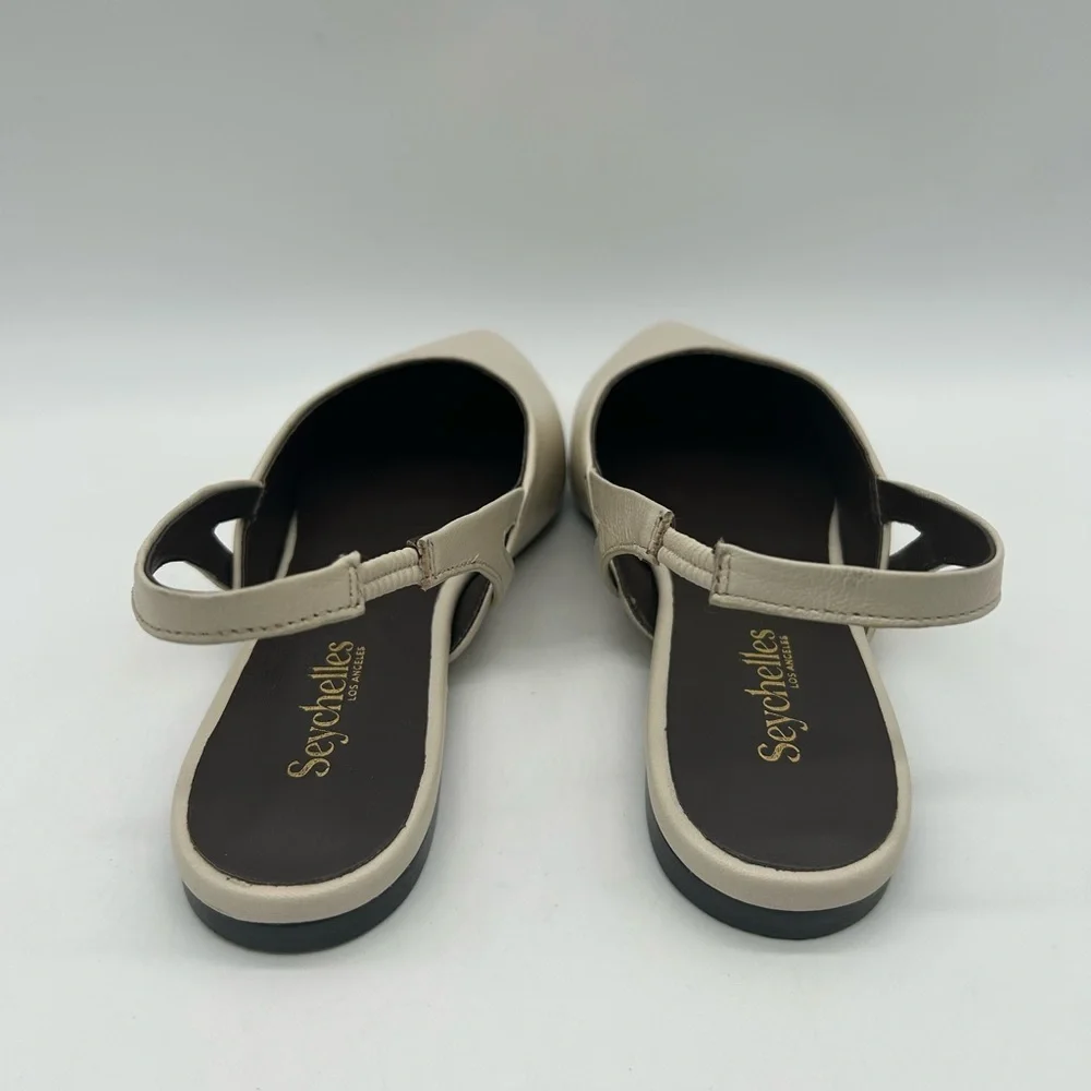 Seychelles Good Girl Ivory Leather Slingback Flats Pointed Toe Size 6 NWT - Picture 7 of 13